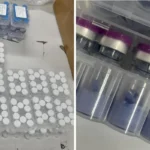 Caixas e pacotes de produtos ilegais para emagrecimento apreendidos pela Receita Federal