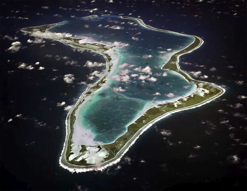 Base militar de Diego Garcia, Ilhas Chagos, vista do alto