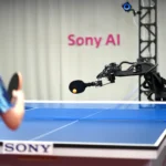 Robô Ace da Sony AI jogando tênis de mesa contra humano