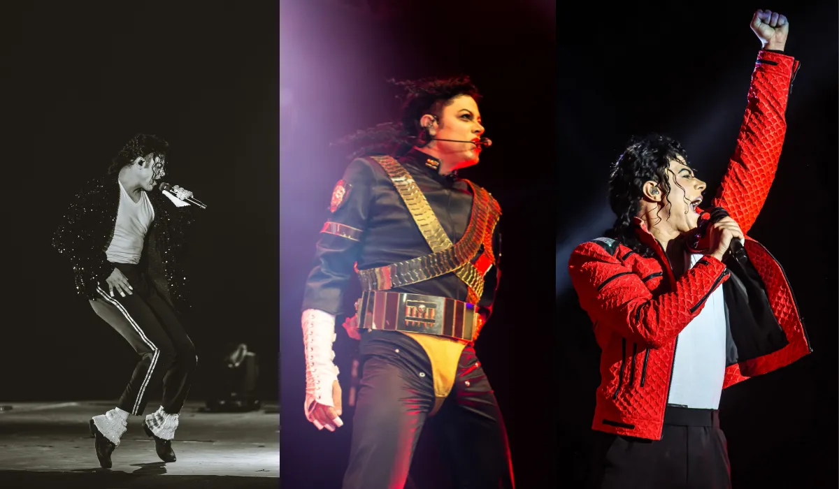 Rodrigo Teaser performando tributo a Michael Jackson no palco