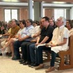 Ronaldo Caiado (PSD) e Gilberto Kassab (PSD) em Guaratinguetá, SP, durante evento político-religioso.