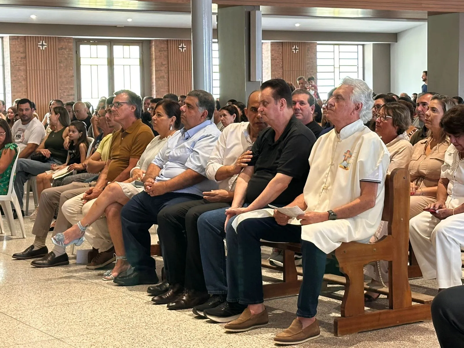Ronaldo Caiado (PSD) e Gilberto Kassab (PSD) em Guaratinguetá, SP, durante evento político-religioso.