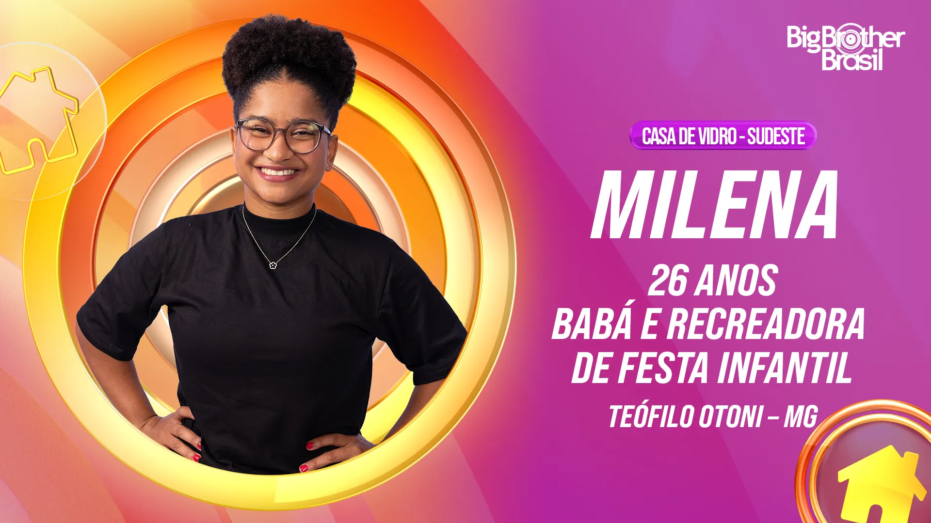 Retrato de Tia Milena, vice-campeã do BBB 26, sorrindo e olhando para a câmera.