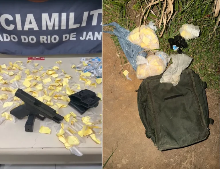 Policiais em operação noturna em Saquarema, após confronto armado.