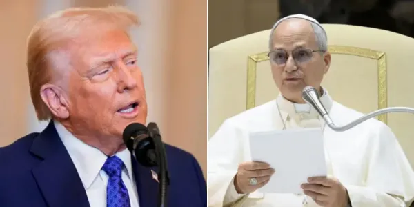 Donald Trump como líder religioso, imagem de IA com símbolos dos EUA