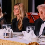 Donald Trump durante ataque, com agentes de segurança ao fundo.