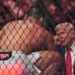 Paulo Borrachinha no UFC 327 com Donald Trump na plateia
