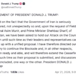 Donald Trump, presidente dos EUA, anunciando extensão de cessar-fogo com Irã e manutenção de bloqueio no Estreito de Ormuz.