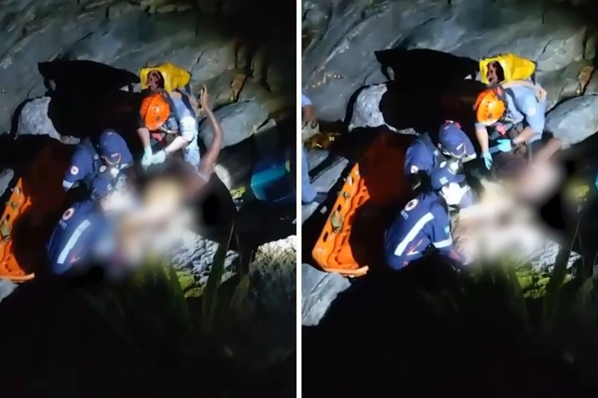 Equipe de resgate em ação em Ilhabela, turista ferida em costeira na Praia do Curral.