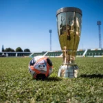 Jogadores em campo durante jogo da Bezinha 2026, com o Estádio Teixeirão ao fundo