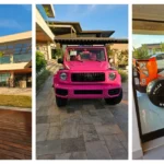 Mansão de luxo do influencer Chrys Dias em Itupeva com carro rosa e réplica de Fórmula 1.
