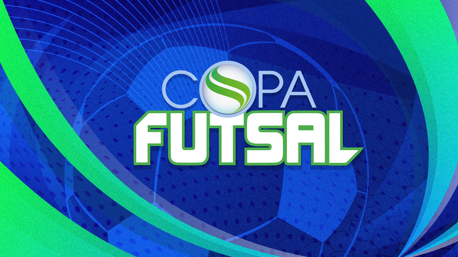 Foto de jogo de futsal da Copa TV Sergipe de Futsal, com atletas disputando a bola em quadra.