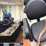 Vereador Dunga com mandioca no plenário da Câmara de Cachoeiras de Macacu