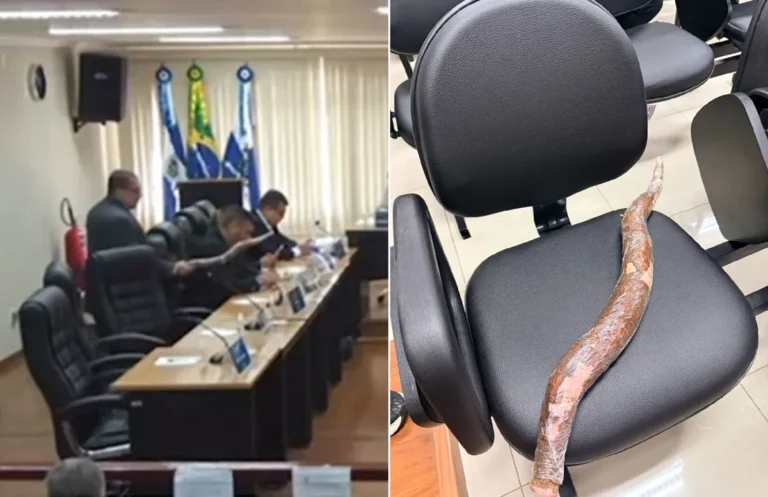 Vereador Dunga com mandioca no plenário da Câmara de Cachoeiras de Macacu