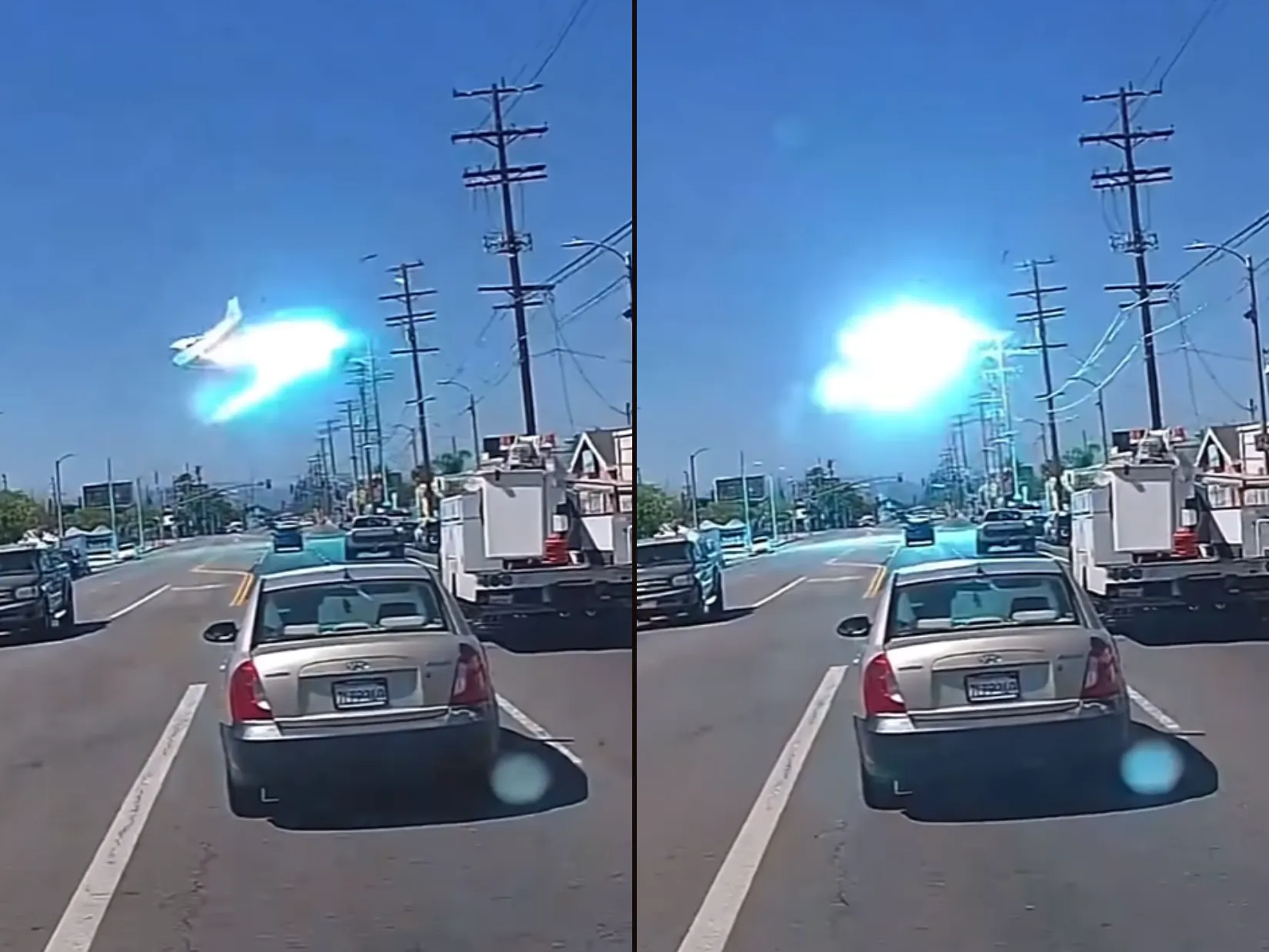 Avião Cessna 172 acidentado em estacionamento de Los Angeles