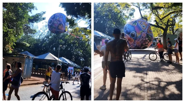 Balão de ar quente caindo no Parque Ibirapuera, São Paulo