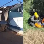 Acidente de carro em Maria da Fé, resgate de motorista, carro capotado