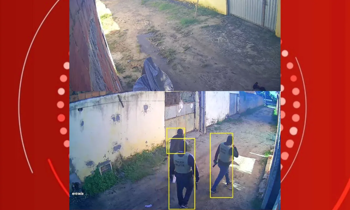 Cena do crime em Alagoinhas com viaturas policiais e fita de isolamento em área urbana