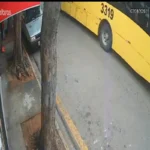 Incidente de ônibus arrastando fios em Jundiaí