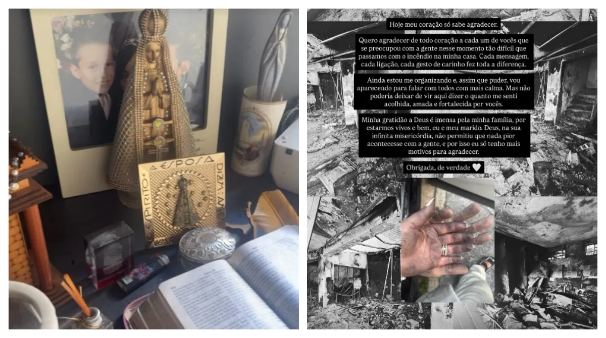 Altar intacto após incêndio na casa do pai de MC Gui