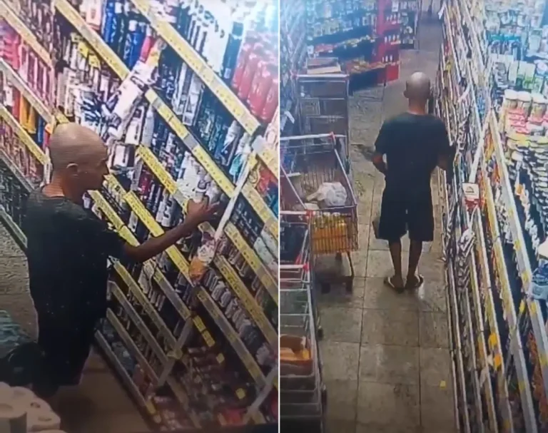 Homem furta em supermercado de Campos, flagrado por câmeras