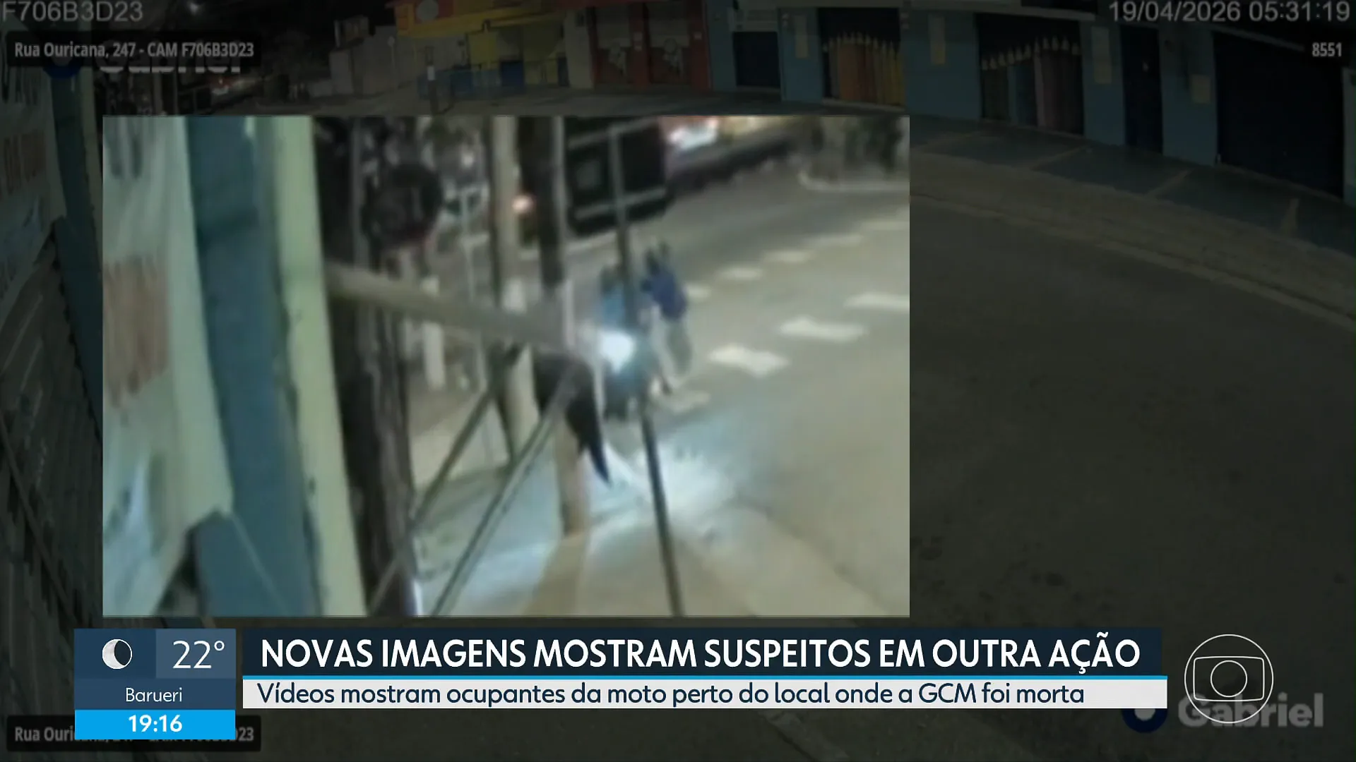 Vídeo de segurança de moto com suspeitos da morte da GCM Sara na Rodovia dos Imigrantes