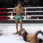 Cabelo Monteiro com o cinturão de campeão no ringue do WGP 85