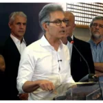 Romeu Zema em evento político, reafirmando candidatura Zema
